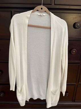 Splendid Cream Open-Front Ribbed Cardigan
